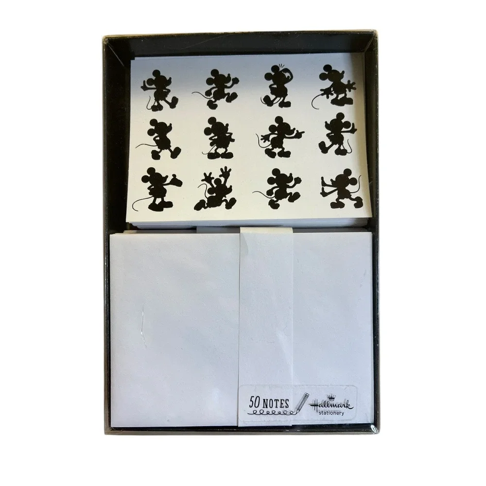 33 Count Hallmark Blank Note Cards and Envelopes Disney Mickey Mouse Black White